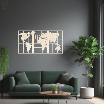 3 - Luik Wereld | Wanddecoratie - FLEKKSFLEKKSHoutWanddecoratie