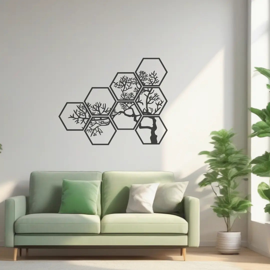 Hexagon Boom | Wanddecoratie FLEKKS