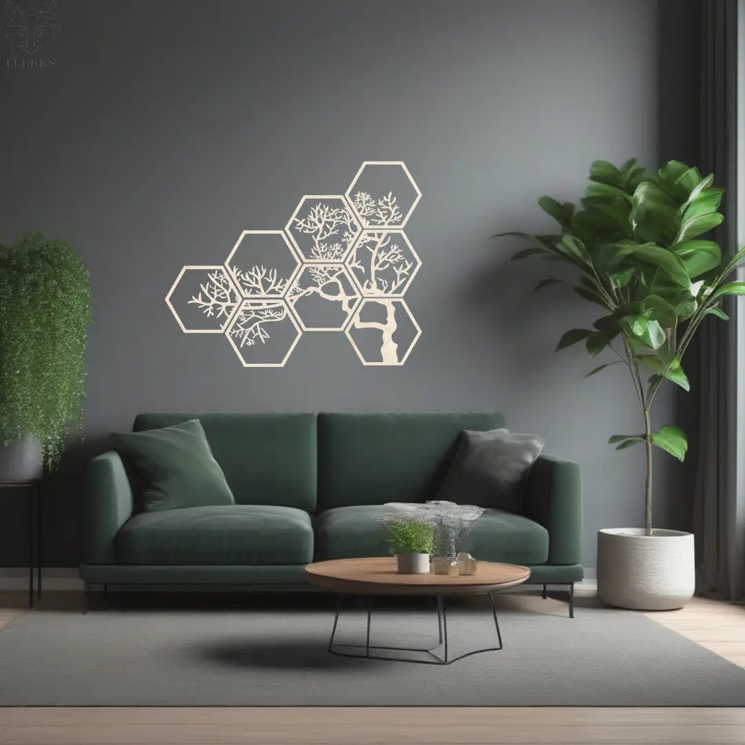 Hexagon Boom | Wanddecoratie FLEKKS