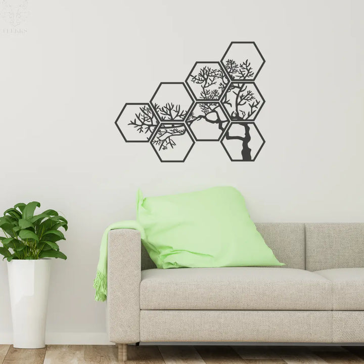 Hexagon Boom | Wanddecoratie FLEKKS