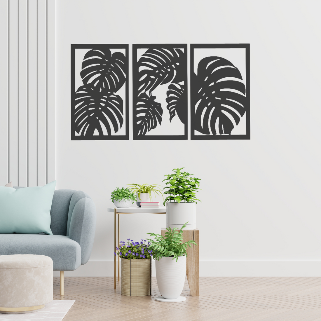 3-Luik Monstera blad - Natuurlijke Muurdecoratie | FLEKKS