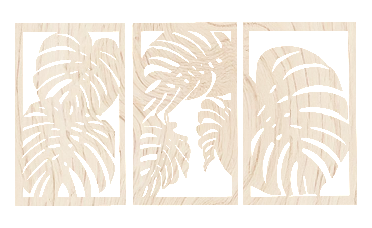 3-Luik Monstera blad - Natuurlijke Muurdecoratie | FLEKKS