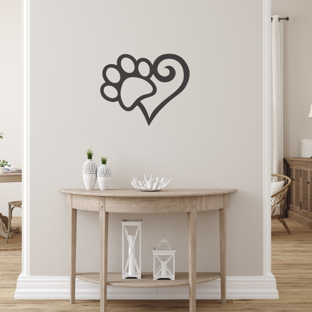 PawPrintHeart wanddecoratie  - Liefde voor Huisdieren