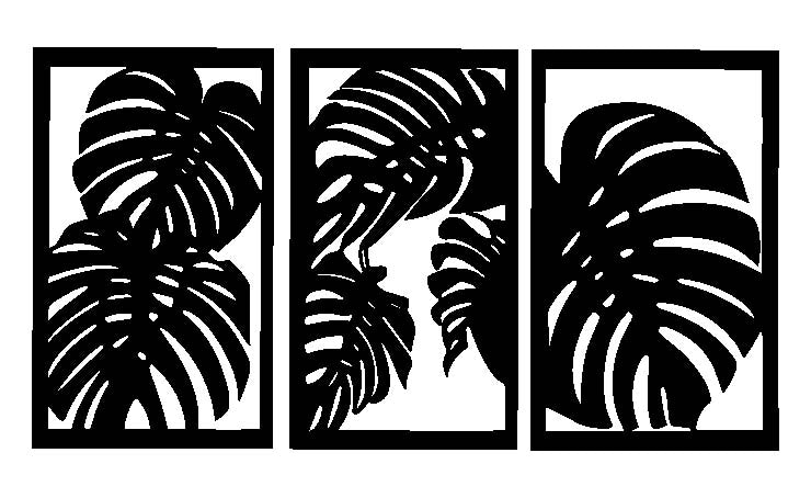 3-Luik Monstera blad - Natuurlijke Muurdecoratie | FLEKKS