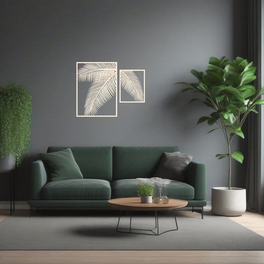 2-luik Palm Blad | Wanddecoratie